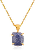 InfinityGemsArt Raw Blue Sapphire Pendant Necklace - Raw Gem Elegance
