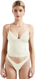 Women Sexy Deep V Neck Sleeveless Fitted Tank Top Cami - Soft Double 4