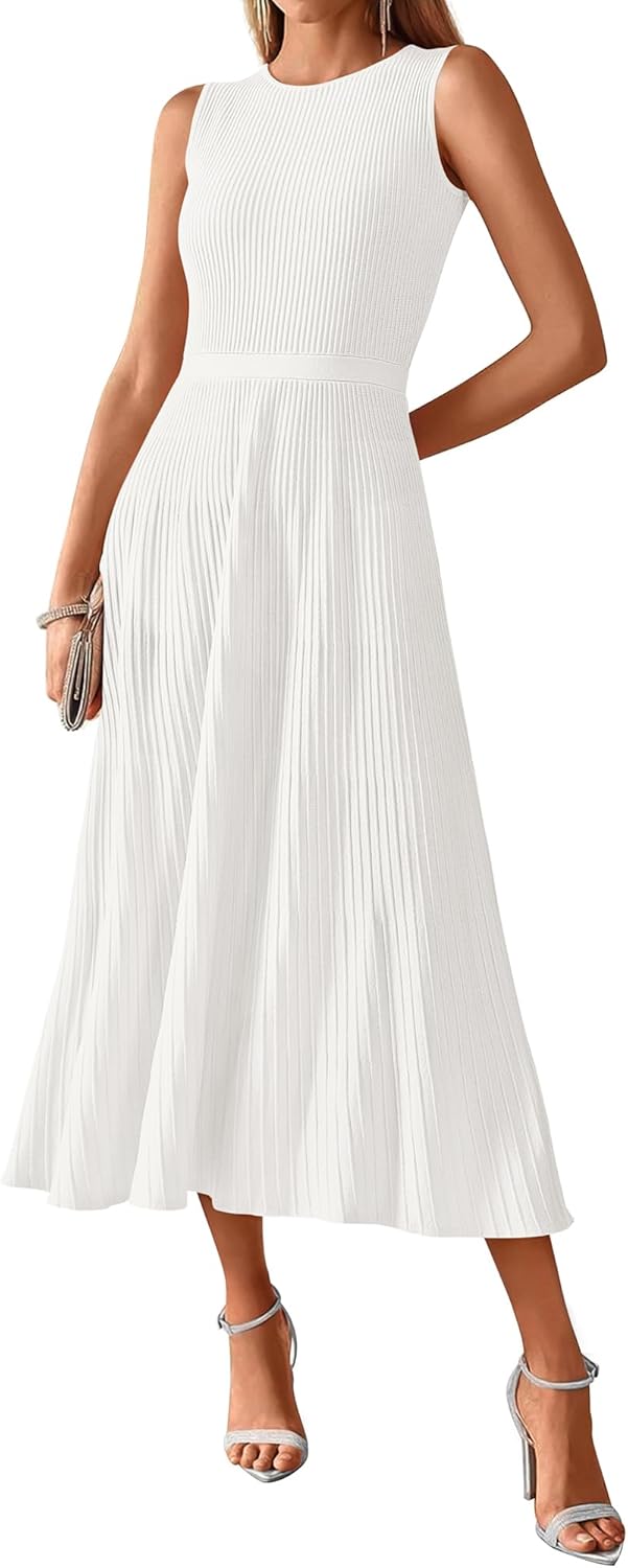 BTFBM Women Midi Bodycon Tank Dress for Summer and Fall Wear