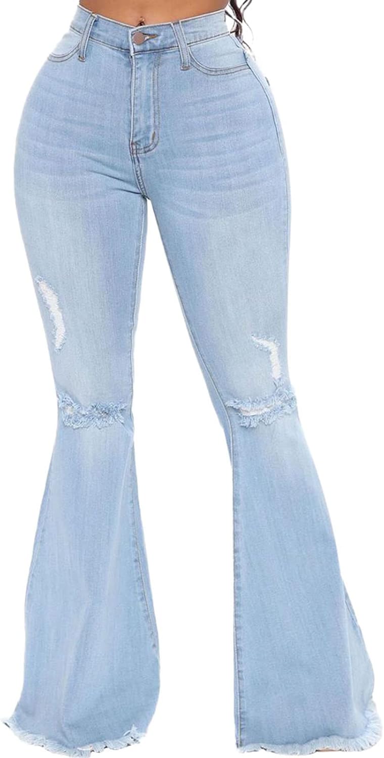 CutieLove Women's Ripped Bell Bottom Flare Jeans for Style