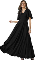 Long Elegant Bridesmaid Maxi Dress for Women - Plus Size Black