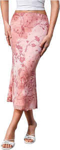 Women's High Waisted Mesh Fishtail Bodycon Long Skirt - Y2K Style