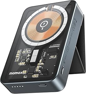 MOMAX Magnetic Power Bank: 10000mAh Wireless Charger with Stand