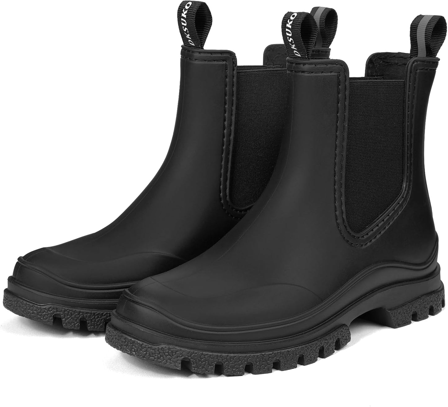 DKSUKO Women's Short Rain Boots: Waterproof Garden Chelsea Boot