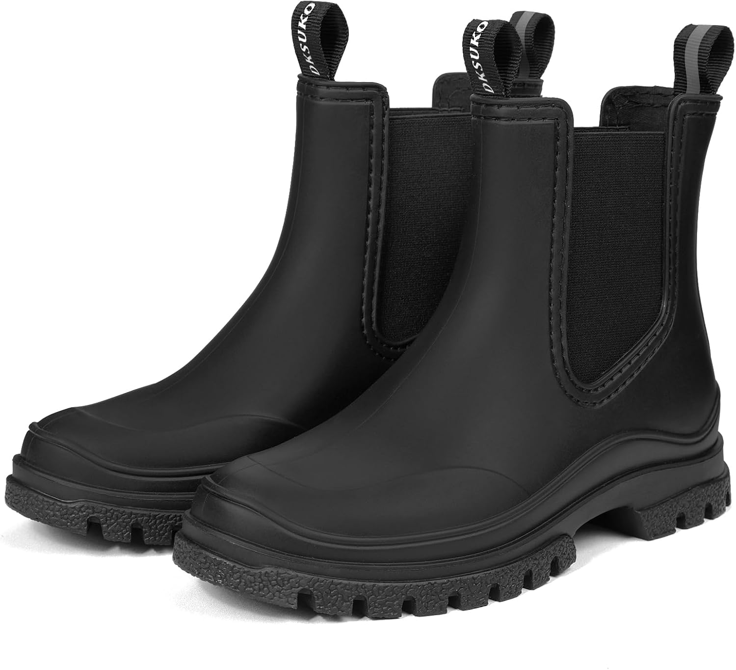 DKSUKO Women's Short Rain Boots: Waterproof Garden Chelsea Boot