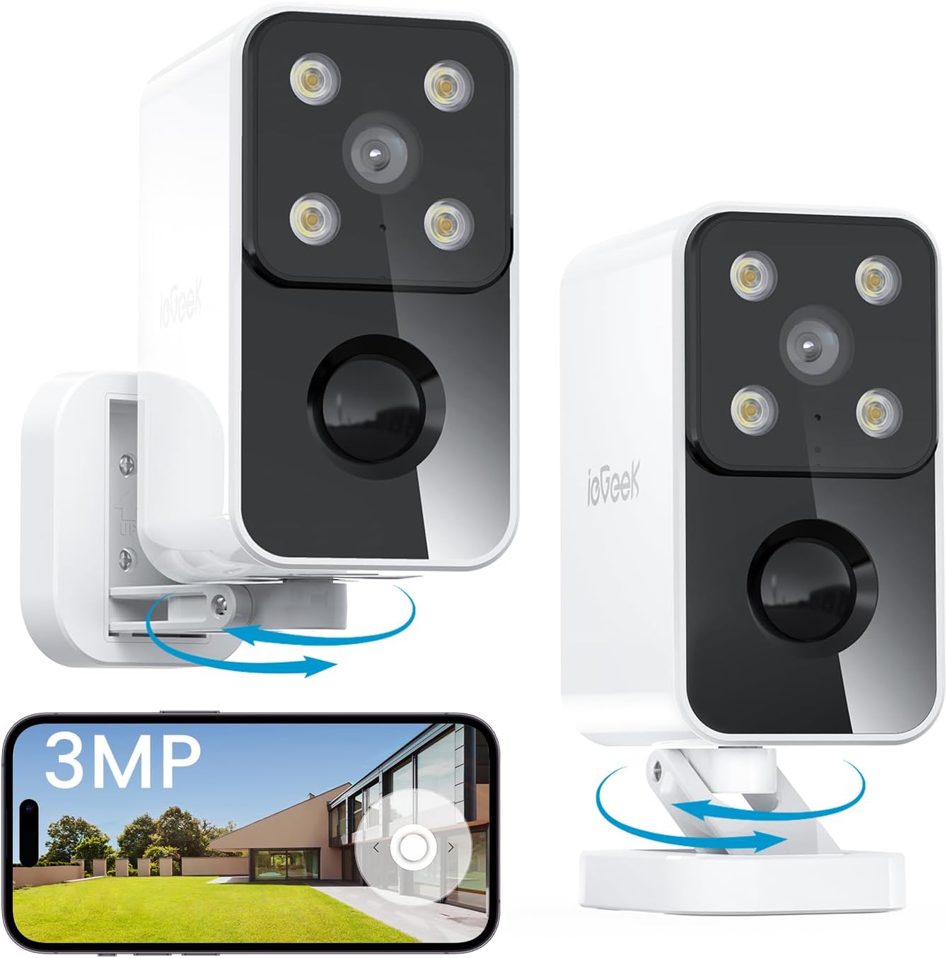 ieGeek Wireless Outdoor Security Cameras with 2K AI Detection