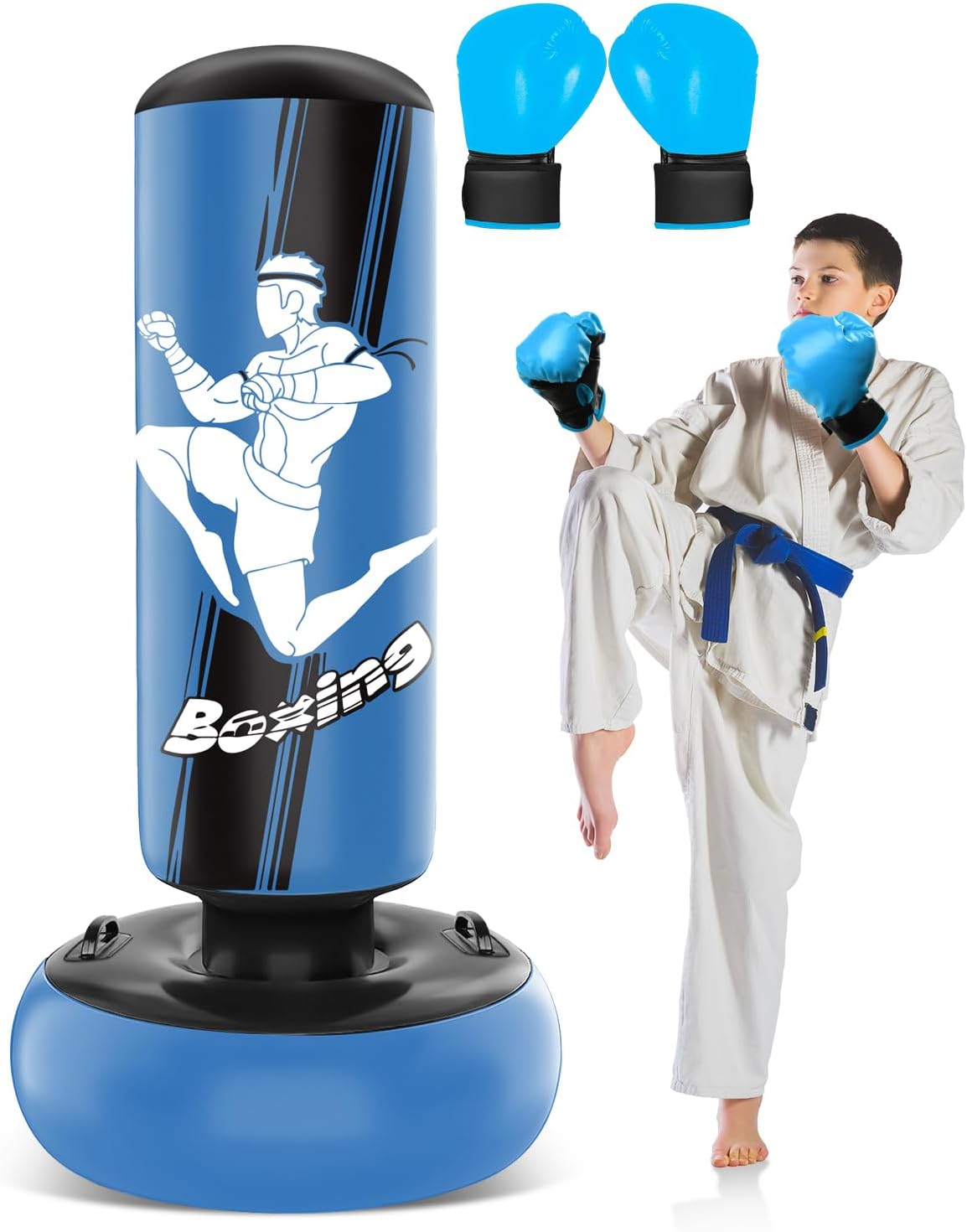 Kids Freestanding Inflatable Punching Bag Set - Relieve Energy