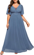 Plus Size Formal Dresses for Women - V Neck Chiffon Maxi Dress