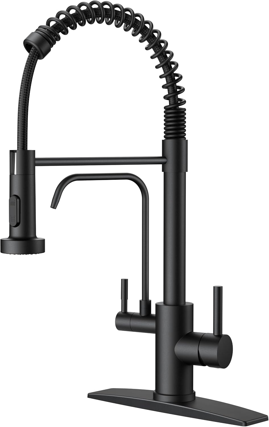 FORIOUS Black Kitchen Faucets: 2 in 1 Pull Down Faucet Combo