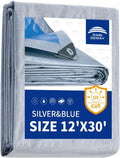 RAINDEWAY Tarp 12x30 ft 5.5 Mil Waterproof Poly Tarp - Durable Shelter