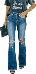 KUNMI Women's Flare Bell Bottom Jeans High Waisted Wide Leg rise