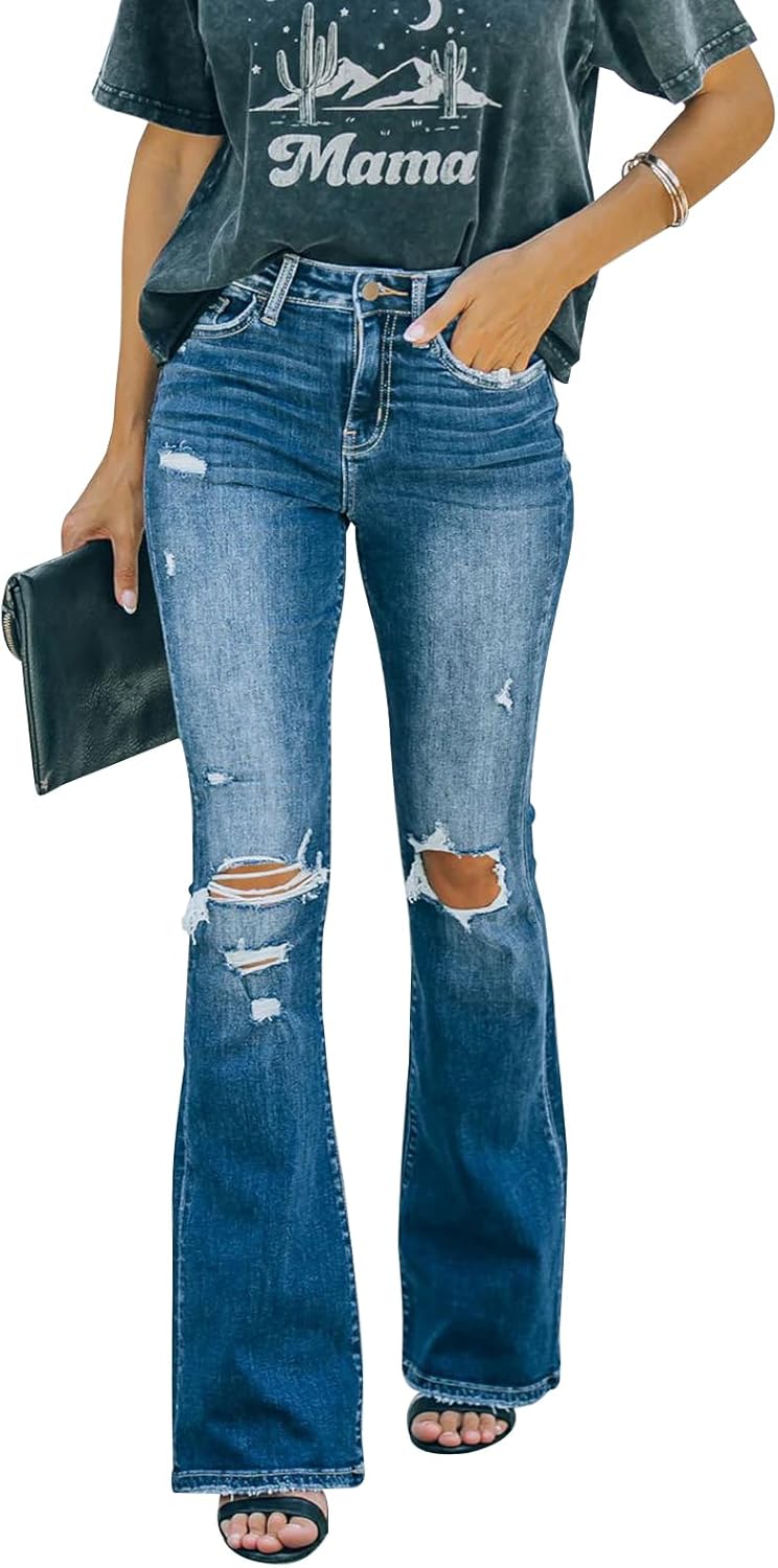KUNMI Women's Flare Bell Bottom Jeans for Stylish Comfort