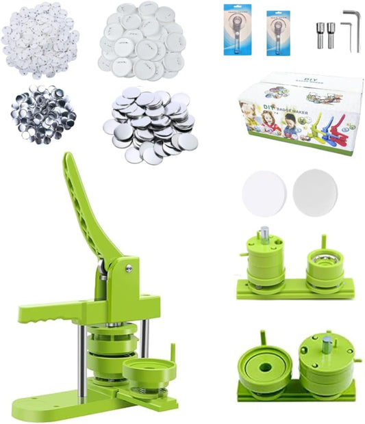 Button Maker Machine Kit for DIY Pins with Free Parts & Tools