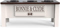 Personalized Elevated Triple Dog Bowl Stand for Large Dogs - Brown