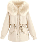 Womens Winter Coat Hooded Long Sleeve Warm Parka Jacket - Cozy Fleece