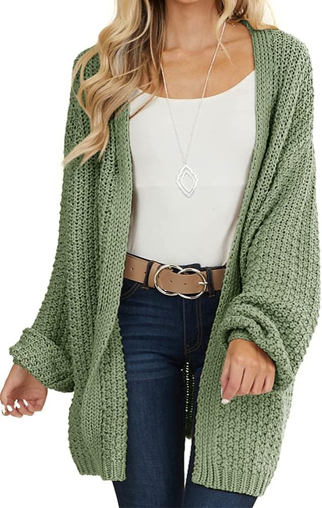 Maroway Womens Cardigan: Stylish Open Front Chunky Knit Sweater