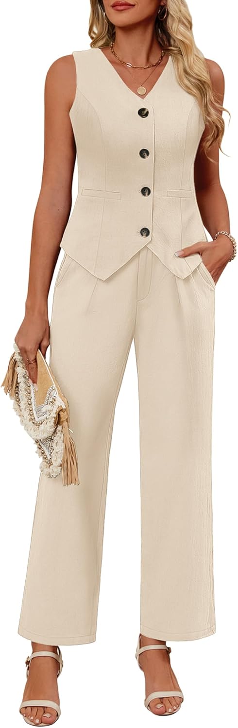 Ficerd Women's 2 Piece Outfits for Summer Business Casual Wear