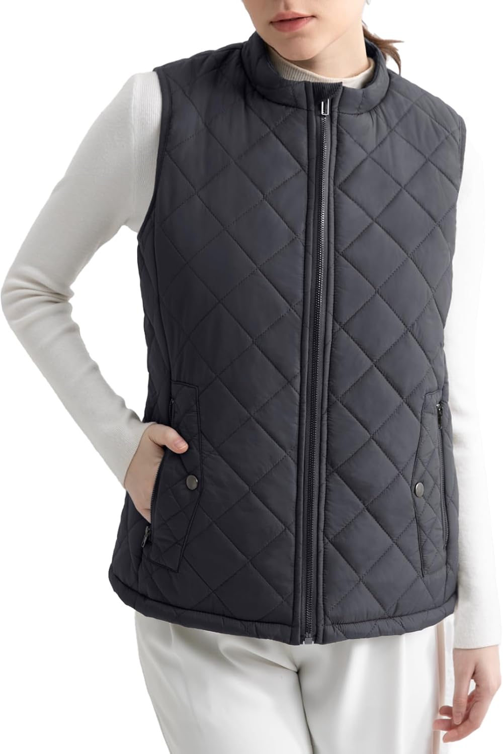 Women's Quilted Puffer Vest with Water-Resistant Fabric