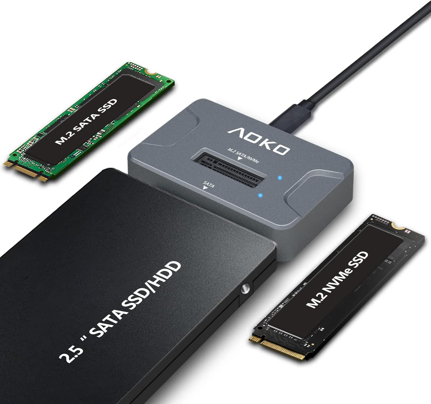 AOKO NVMe to USB 3.2 SSD Reader Docking Station for M.2 Drives