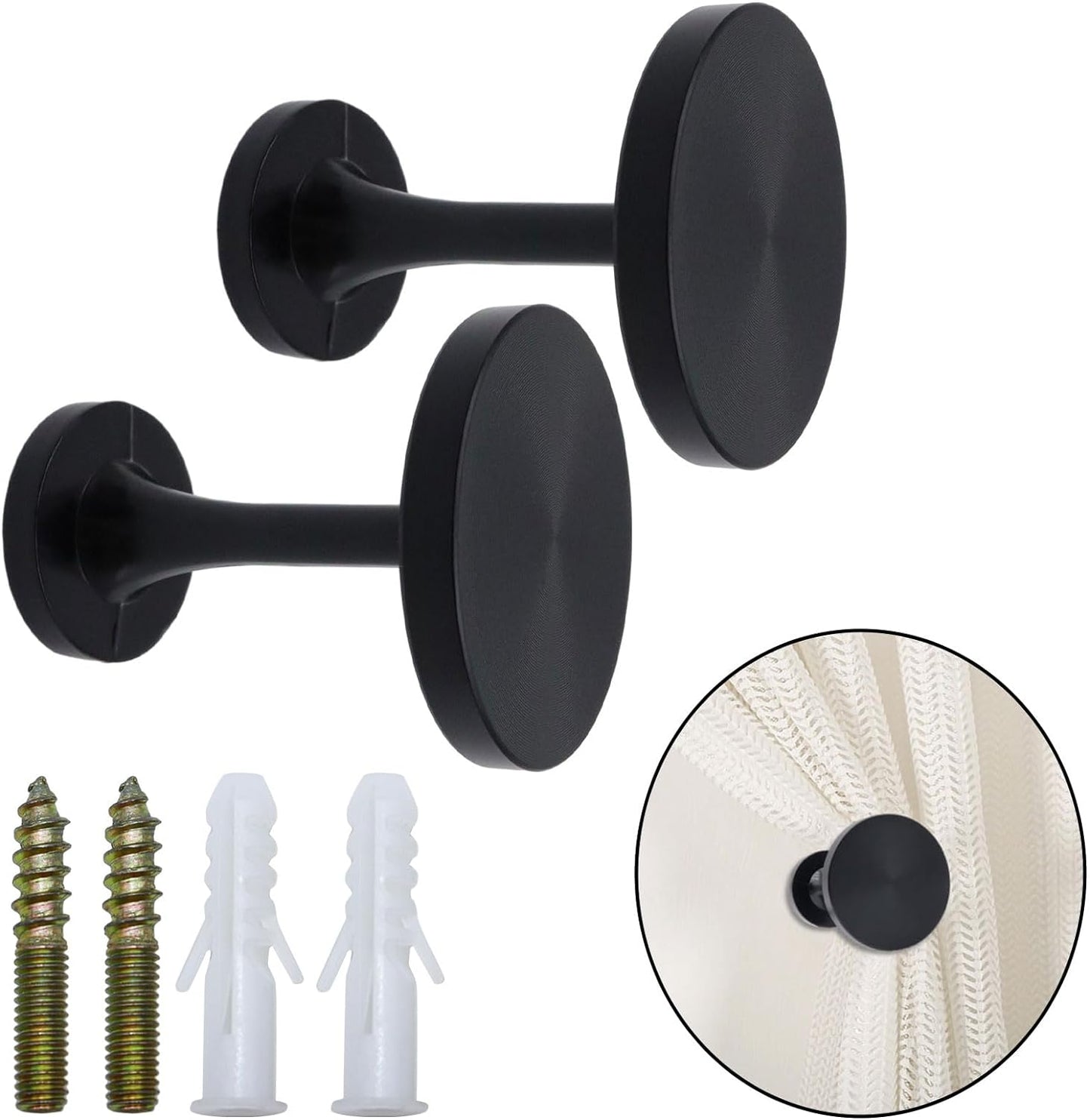 Stylish Black Tieback Hooks - Set of 2