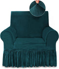 Dark Teal Armchair Slipcover Stretch 1-Piece - Soft Skirted Fit