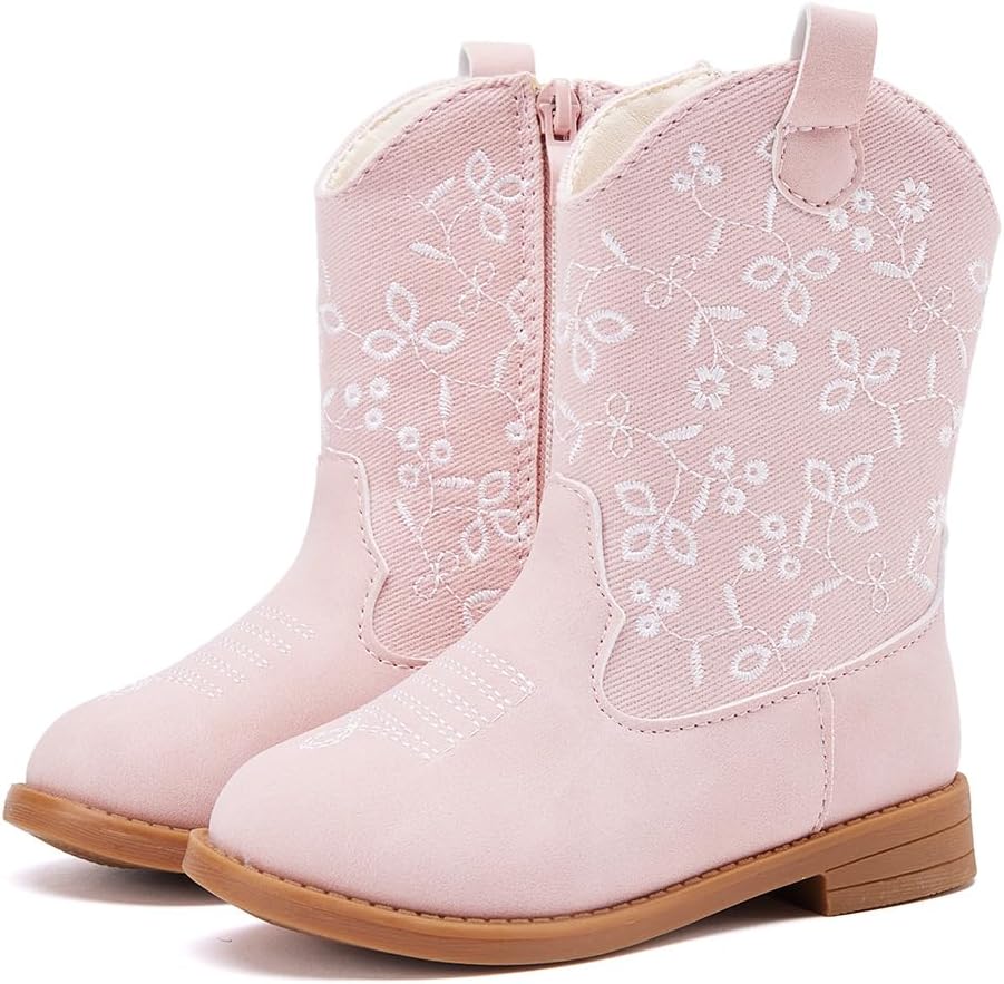 Toddler Girls Cowgirl Boots with Pointed Toe Design for Comfort
