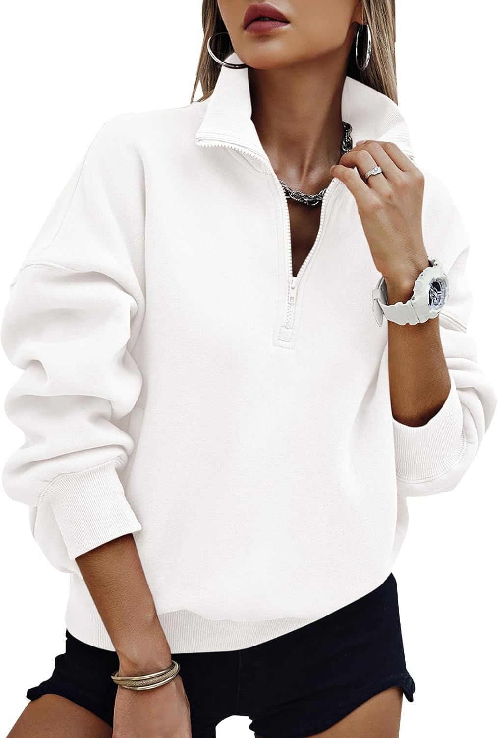 PRETTYGARDEN Womens Half Zip Oversized Sweatshirts for Fall
