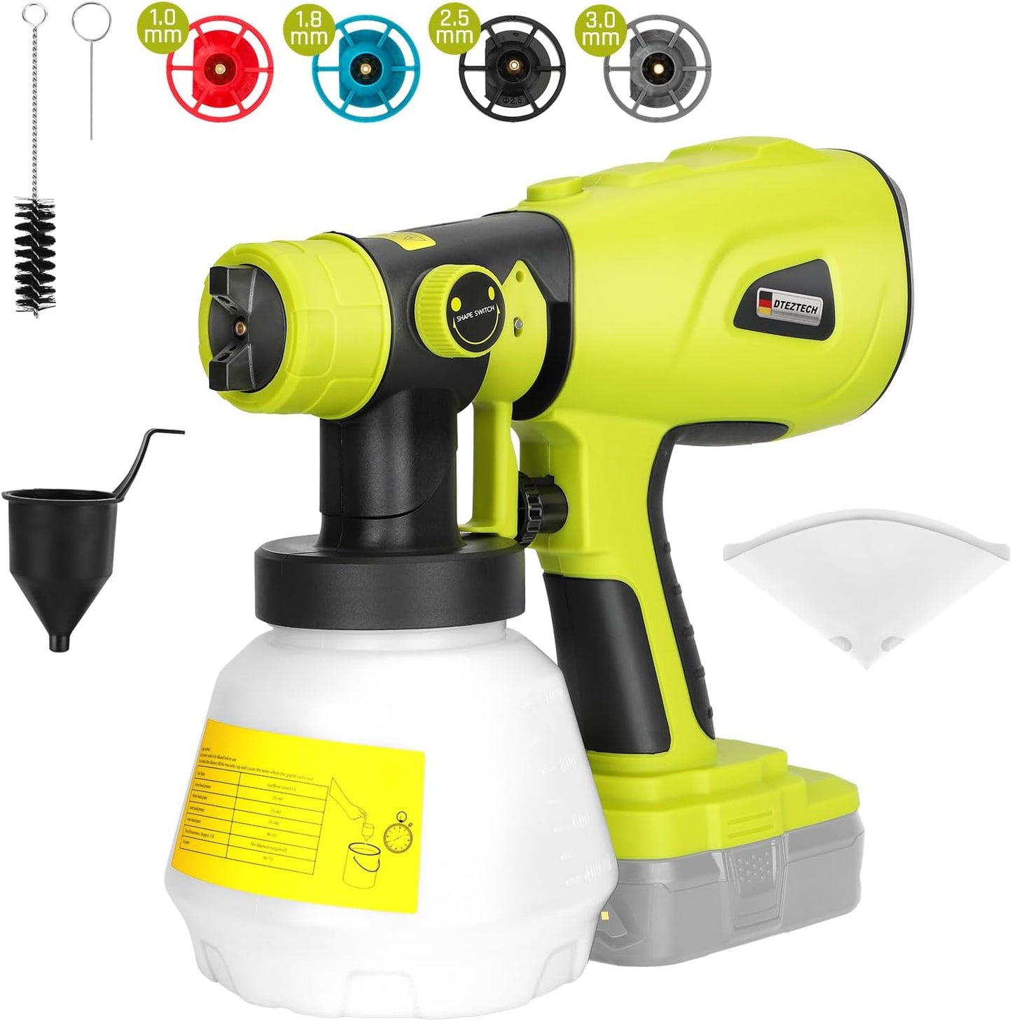 Paint Sprayer for Ryobi ONE+ 18V with Brushless Motor and Nozzles