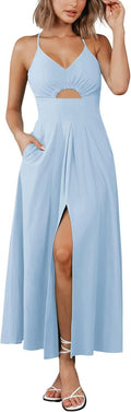 Spaghetti Strap Midi Dress 2025 - Flowy Summer Cutout Midi Dress