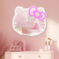 Anime Mirror Vanity with Neon Sign for Stylish Room Decor