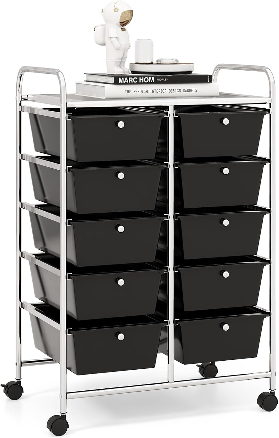 RELAX4LIFE Rolling Storage Cart with 10 Drawers for Organization