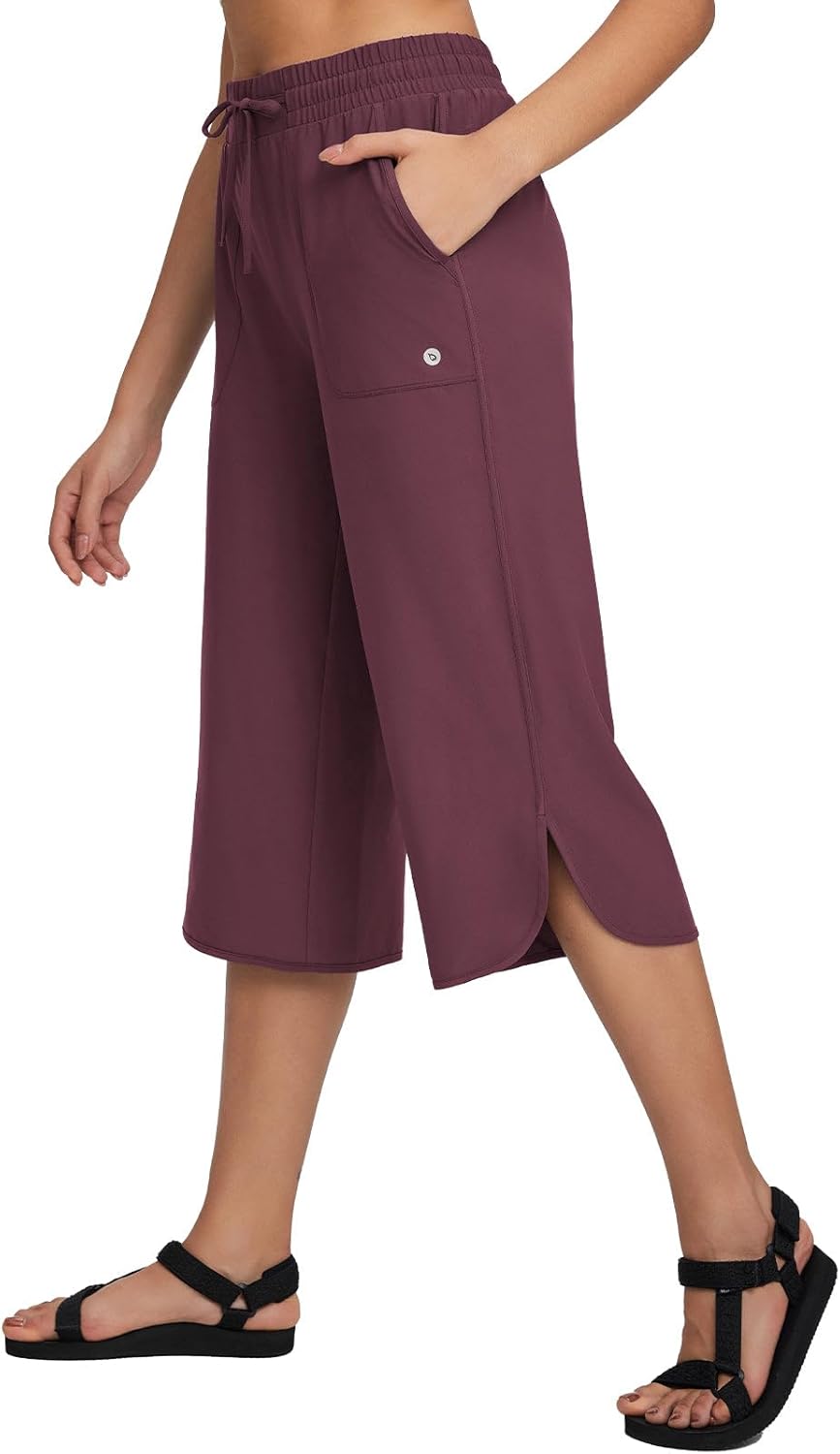 Baleaf Women's Capri Pants Wide Leg Plus Size Quick Dry Style