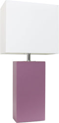 Modern Leather Table Lamp with White Fabric Shade - Compact Bedroom