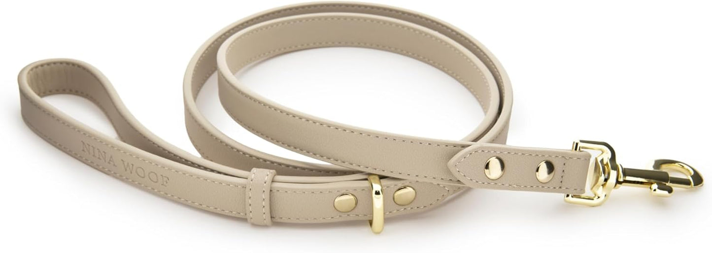 Leather Dog Leash - Cupertino - Stylish Beige 4ft Leash