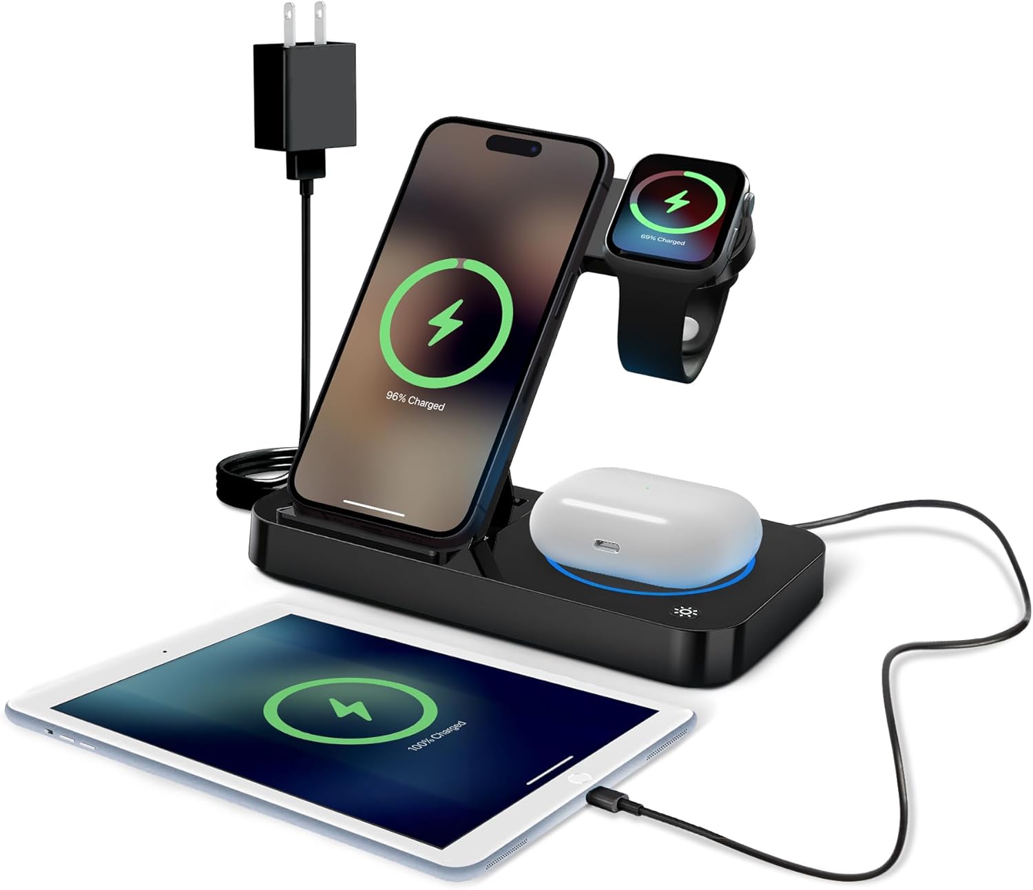 4-in-1 Wireless Charger for Apple devices - Fast Charging Hub