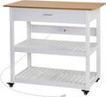 40 in Kitchen Island Cart on Wheels - Mobile Prep Station with Power
