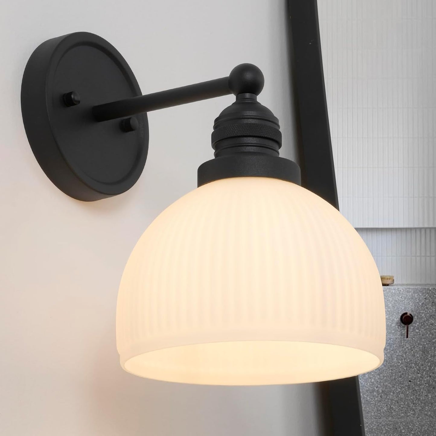 Teqinchy Black Wall Sconce Vintage Bathroom Light Fixture