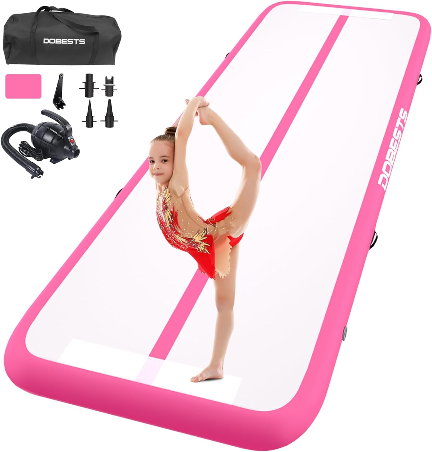 DOBESTS Gymnastics Mat Inflatable Tumble Track for Home Use