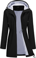 Women's Lined Waterproof Trench Coat Rain Jacket - Hooded Long
