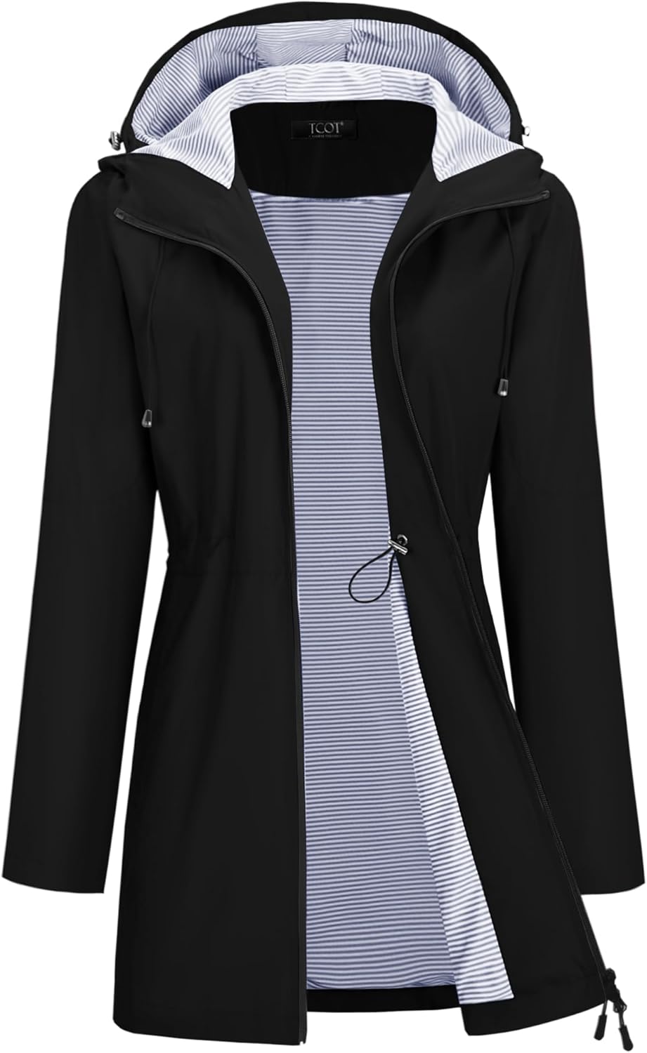 TCOT Rain Jacket Women Waterproof Windbreaker Long Trench Coat