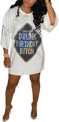 ALLUMK Women Sexy Glitter Sequin Shirt Dress for Parties