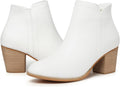 Women's Ankle Boots Low Chunky Heel Almond Toe Zipper Booties