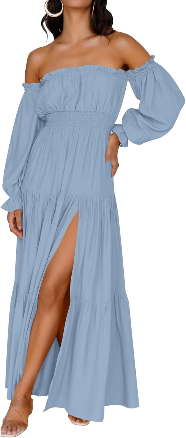 ZESICA Women's Boho Off Shoulder Maxi Dress for Every Occasion