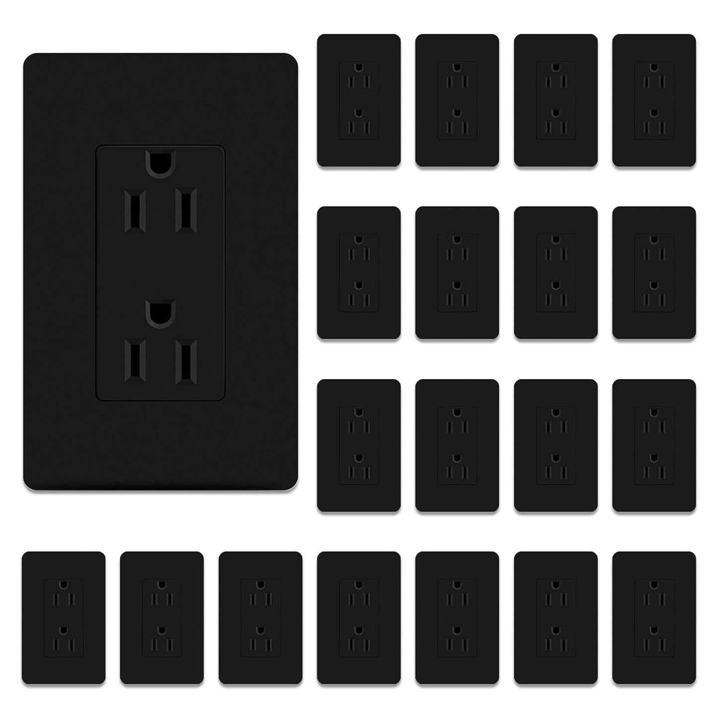 ThunderWay Matte Black Decorator Receptacle Outlet for Style