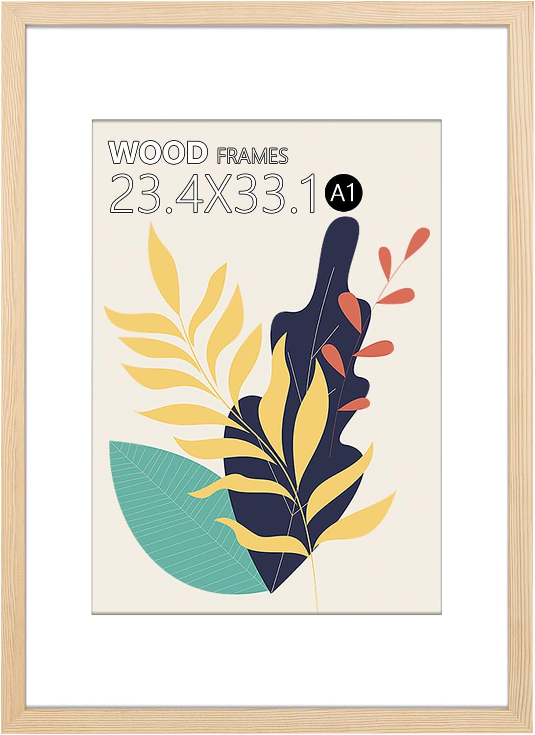 A1 Poster Frame in Natural Solid Wood for Art and Photos