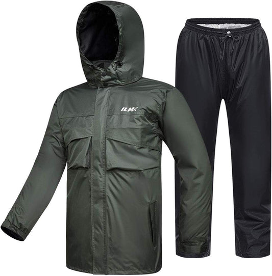 ILM Motorcycle Rain Suit Waterproof Resistant Raincoat 2 Pieces