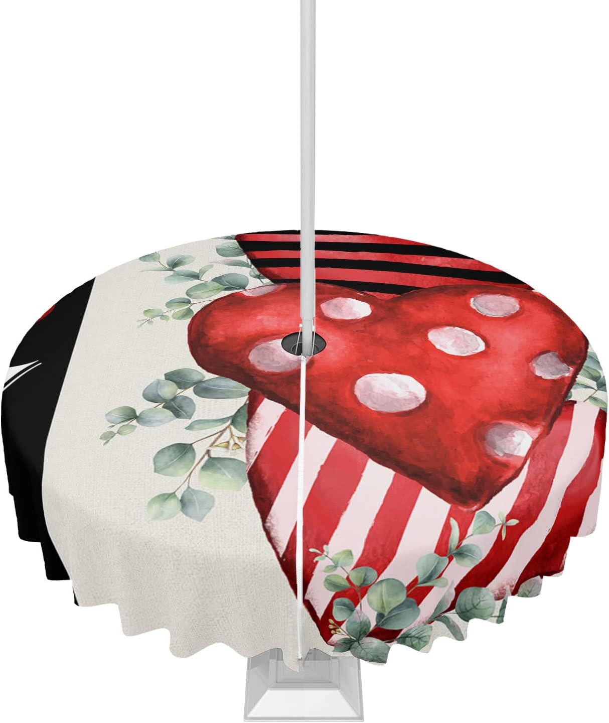 Valentine's Day Red Heart Waterproof Tablecloth