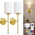 Gold Battery Wall Sconce Set of 2 - Rechargeable E26 Bulbs