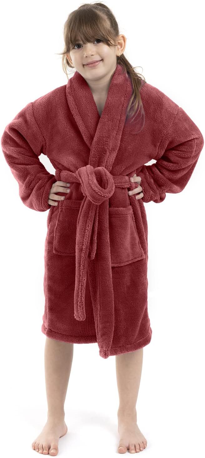 BC BARE COTTON Microfiber Fleece Shawl Robe for Girls