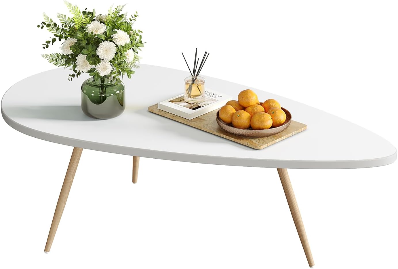 SAYGOER Oval White Coffee Table: Simplify Your Space!